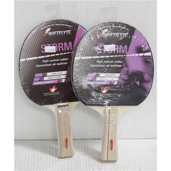 LOT OF 2 SWIFTFLYTE STORM HIGH CONTROL RUBBER PING PONG PADDLES