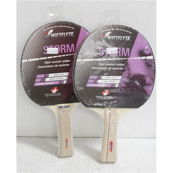 LOT OF 2 SWIFTFLYTE STORM HIGH CONTROL RUBBER PING PONG PADDLES