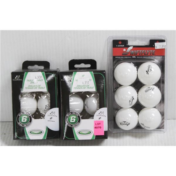 3 PACKS OF ASSORTED BRAND PING PONG BALLS