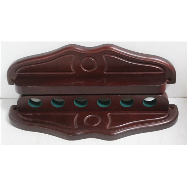 CHERRY WOOD TONE- 2PC 6 SLOT POOL CUE WALL RACK