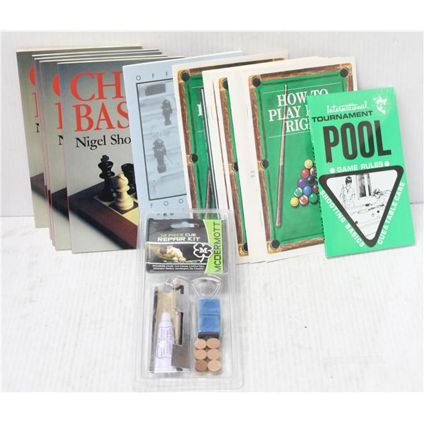 BOX OF BILLIARD RULE BOOKS & MORE