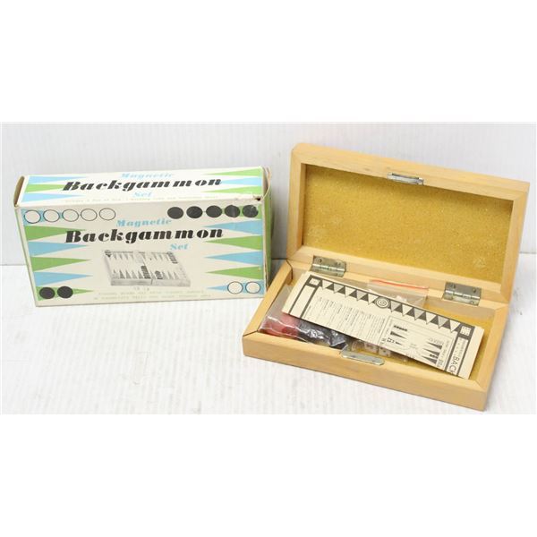 SET OF 2 MAGNETIC/ FOLDING TRAVEL BACKGAMMON GAMES