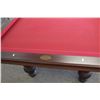 Image 2 : SHOWROOM OLHAUSEN 8FT BILLIARD TABLE W/ RED FELT TOP/ DARK BROWN WOODEN BASE AND ACCENTS. LEATHER BR
