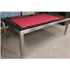 Image 1 : SHOWROOM FUSION 6.5FT BILLIARD TABLE W/ RED FELT TOP/ STAINLESS STEEL ADJUSTING LEGS. CAN BE CONVERT