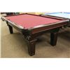 Image 1 : SHOWROOM OLHAUSEN 8FT BILLIARDS TABLE W/ WINE FELT TOP/ MATTE SMOKE FINISH, BLACK SHIELD POCKETS & I