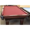 Image 3 : SHOWROOM OLHAUSEN 8FT BILLIARDS TABLE W/ WINE FELT TOP/ MATTE SMOKE FINISH, BLACK SHIELD POCKETS & I