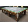 Image 1 : SHOWROOM VINTAGE 12FT BILLIARDS SLATE TOP TABLE. SOLID OAK BASE & TRIM/ DEEP NETTED POCKETS/ NEEDS F