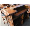 Image 2 : SHOWROOM 5 PC BAR SET. C/W 3 SWIVEL TOP BAR STOOLS 48" MIRRORED BACK BAR & 60" DARK BROWN WOOD FINIS