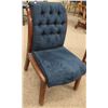 Image 1 : SHOWROOM DEEP BLUE PLUSH MICROFIBER & WOOD PARLOUR CHAIR