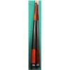 Image 2 : SHOWROOM PAIR OF 20 & 21 OZ. OLHAUSEN POOL CUES; LIGHT BROWN & CHERRY WRAPPED HANDLES