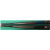 Image 2 : SHOWROOM PAIR OF 18 & 19 OZ. OLHAUSEN POOL CUES; BLUE & BLACK WRAPPED HANDLES