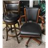 Image 1 : SHOWROOM LOT OF 2 MISMATCHED BACKED CHAIRS; 1 SWIVEL BARSTOOL & 1 ROLLING CHAIR