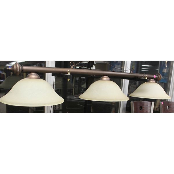 BRUSHED COPPER /TRIPLE FROSTED BILLIARD TABLE LIGHT FIXTURE
