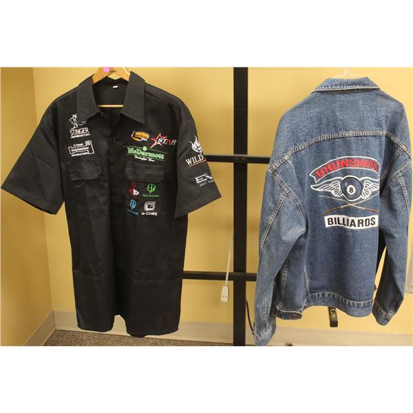 PROMOTIONAL MENS APPAREL; XL BRUNSWICK JEAN JACKET & MEDIUM MC DERMOTT BUTTON UP SHIRT