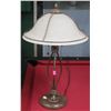 Image 1 : FROSTED PARLOUR TABLE TOP LAMP W/ PULL CHAINS
