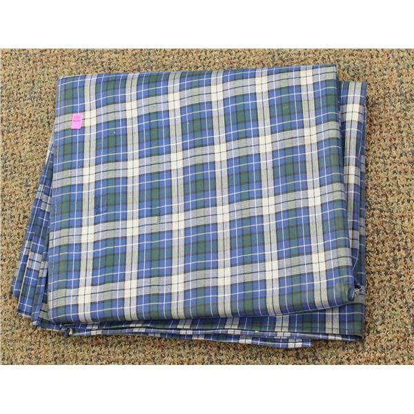 BLUE PLAID BILLIARD TABLE DRAPE- SIZE UNKNOWN