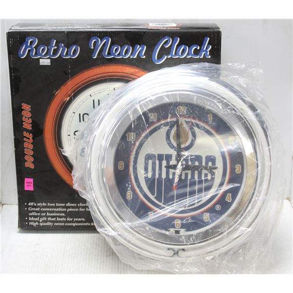 EDMONTON OILERS RETRO NEON WALL CLOCK