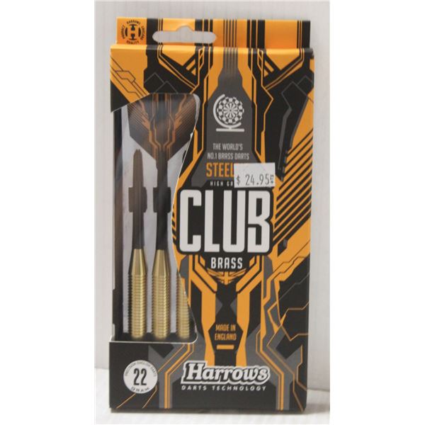 HARROWS CLUB BRASS 22 GRAM STEEL TIP DART SET