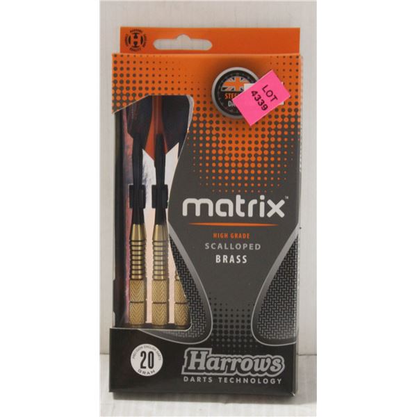 HARROWS MATRIX HIGH GRADE SCALLOPED BRASS 20 GRAM STEEL TIP DART SET