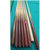 Image 2 : BUNDLE OF 8 VALLEY SUPREME ASSORTED WOOD POOL CUES VARIOUS WEIGHTS *USED*