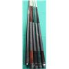 Image 2 : BUNDLE OF 5 USED ASSORTED POOL CUES; OLHAUSEN WRAPPED HANDLES, VARIOUS WEIGHTS *AS IS*