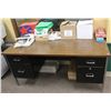 Image 1 : 4 DRAWER METAL DESK W/ OFFICE SUPPLIES; PAPER/ STAR CHOICE BOXES AND MORE.