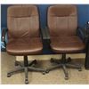 Image 1 : 2 BROWN LEATHER BONDED ROLLING OFFICE CHAIRS