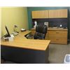 Image 1 : FULL CONTENTS OF OFFICE #3-  L SHAPED DESK W/ MATCHING BACK CABINET W/ DRAWERS, OFFICE & SITTING CHA