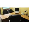Image 2 : FULL CONTENTS OF OFFICE #3-  L SHAPED DESK W/ MATCHING BACK CABINET W/ DRAWERS, OFFICE & SITTING CHA