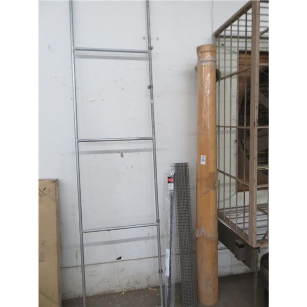 Lot of Asst. Steel Frame, Wire Fence & Wood Post