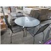 Image 1 : Round Glasstop Patio Table w/4 Black Metal Armchairs