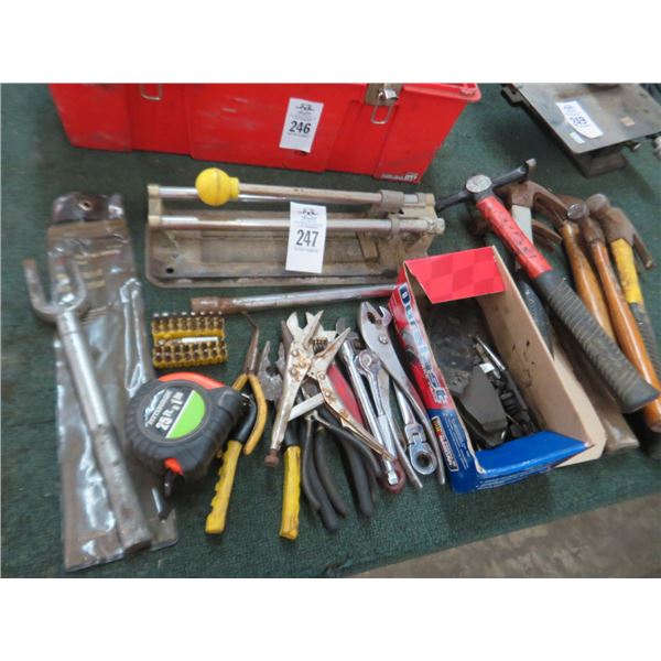 Lot of Ball Joint Separator Hammers, Hand Tools & Tile Cutter