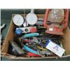 Image 2 : Box of Hand Tools, Gauges & Lantern