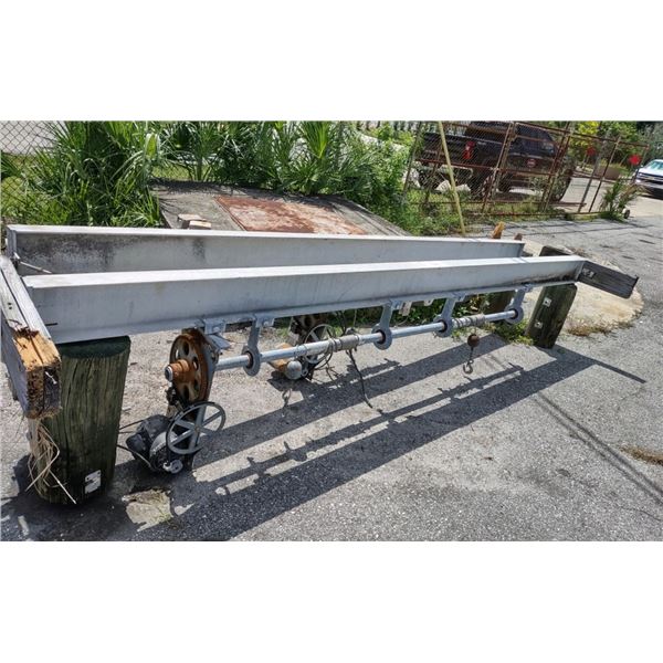 Overhead (Shallow) Boat Lift w/12' Beams, Electric Motors, Groovers, Wire Rope & Hooks (Working )