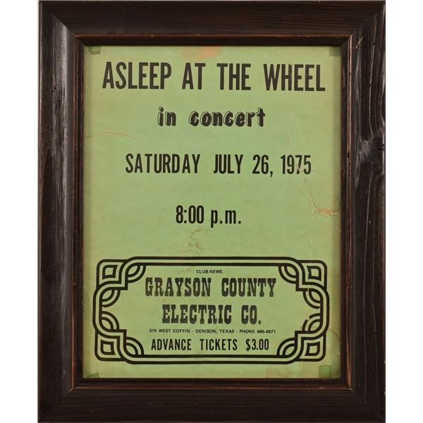 1975 Asleep At The Wheel Poster Denison Texas