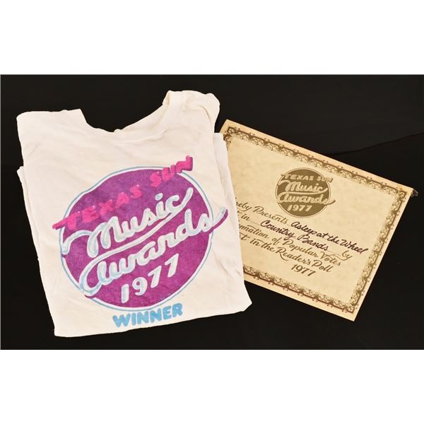 Texas Sun Music Awards 1977 T-Shirt & Certificate