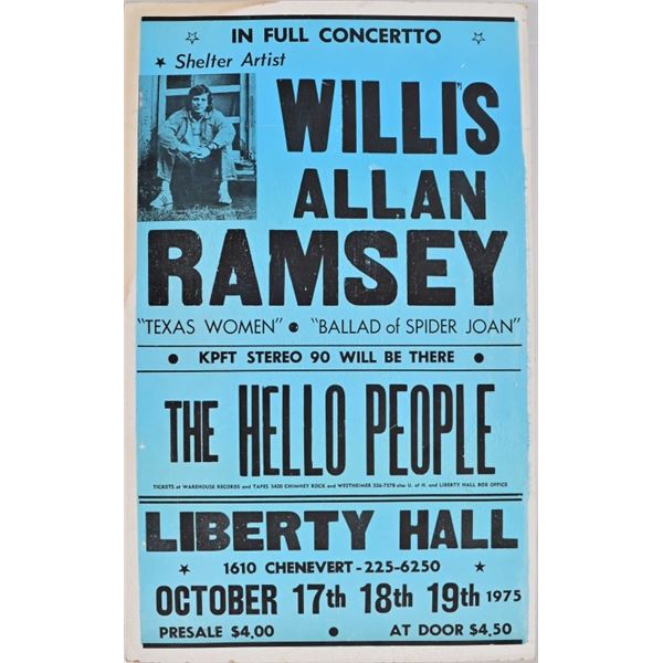 Willis Allan Ramsey Liberty Hall Poster 1975