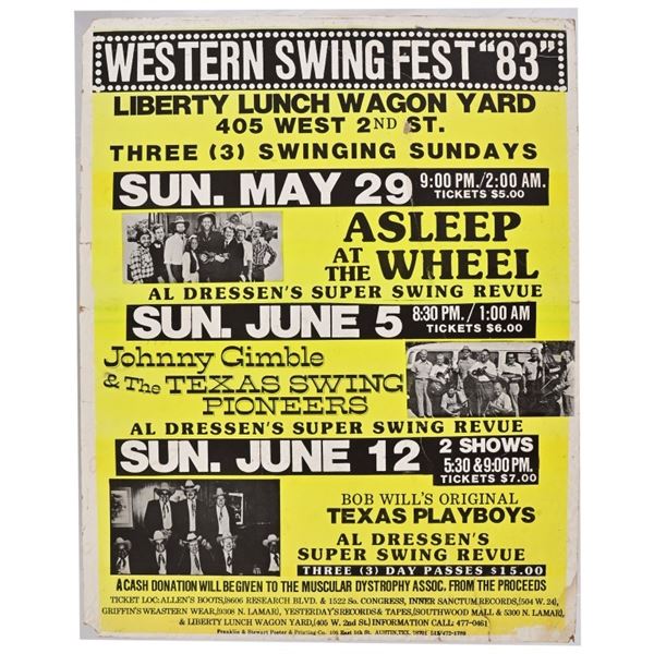 Western Swing Fest '83 Poster Asleep At The Wheel