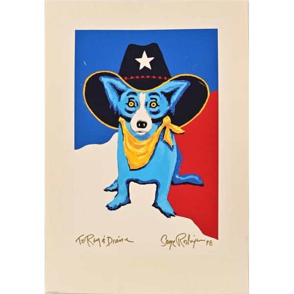 George Rodrigue Blue Dog Texas Ranger Lithograph