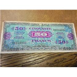 1944 France 50 Francs Note