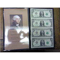 Uncut Sheet Of 4-2003-A One Dollar FRN's