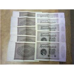10-1923 German Reichsbanknote 100,000 Mark Notes