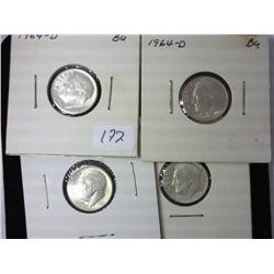 4-1964-D Roosevelt Dimes (BU)