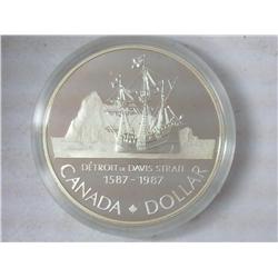 1987 Canada Davis Strait Dollar .500 Silver