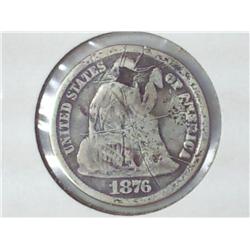 1876-CC Seated Liberty Dime (With Damage)