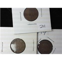 1897, 1898 And 1899 Indian Head Cents