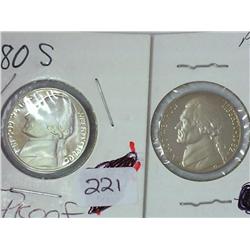 1980-S And 1982-S Jefferson Nickel (Proof)