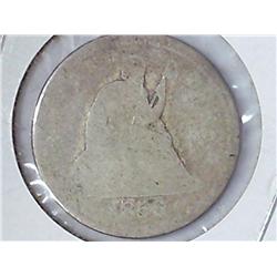 1856-O Seated Liberty Quarter