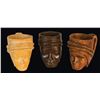 Image 1 : SET OF THREE CARVED FIGURAL HEAD CUPS.