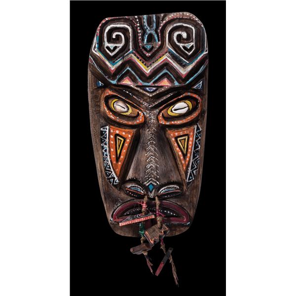 FANCIFULLY INTERPRETIVE LEROY SCHMALTZ NATIVE MASK CARVING.